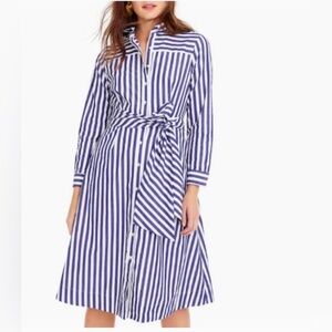 J. Crew Blue and White cotton midi stripes shirtdress size 2